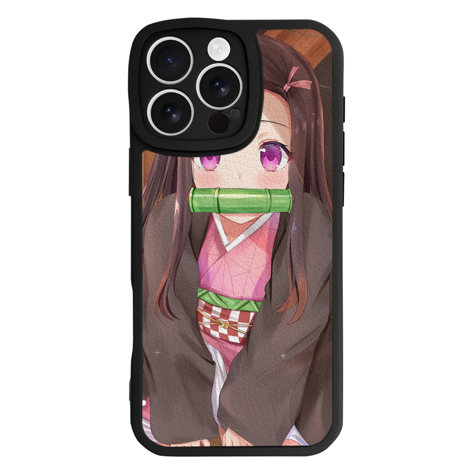 （画像用） 鬼滅の刃（きめつのやいば）竈門 禰󠄀豆子／かまど ねずこ Kamado Nezuko 【iPhone 16シリーズ対応】シリコンスマホケース（レザー調） 材質：シリコン